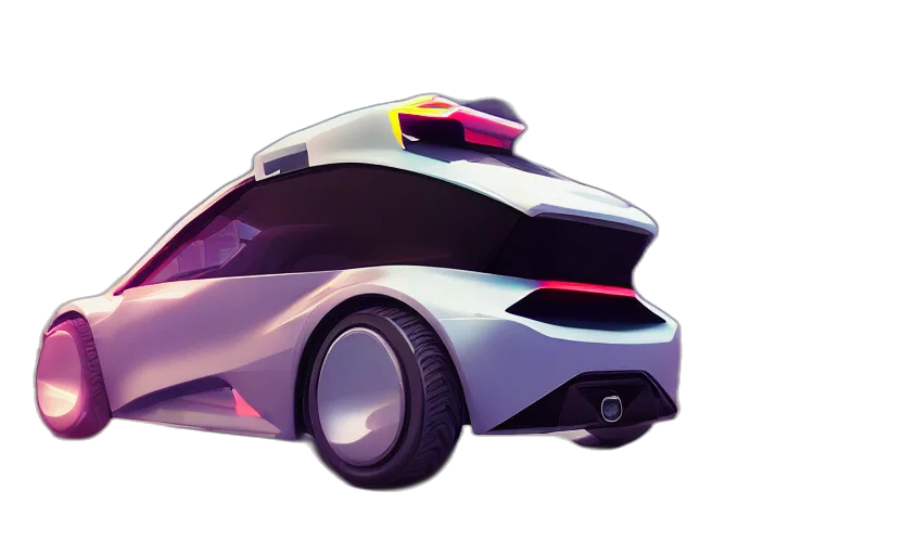 car, concept art, 3d render, cyberpunk transparent PNG cut-out