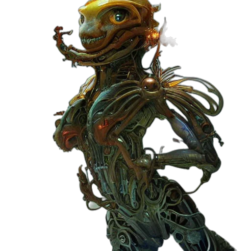 creature, robot, mask, staff transparent PNG cut-out