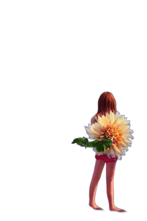 flower, dress, hair, robot transparent PNG cut-out
