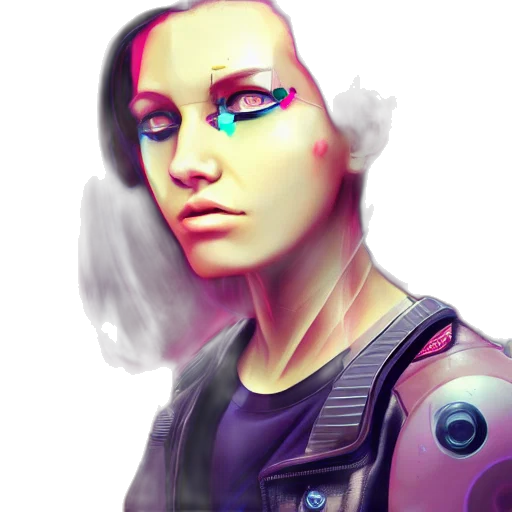 robot, face, jacket, cyberpunk transparent PNG cut-out