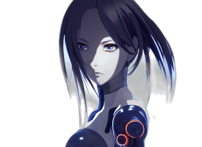 robot, face, dress, mask, cyberpunk, concept art, anime, fantasy art transparent PNG cut-out
