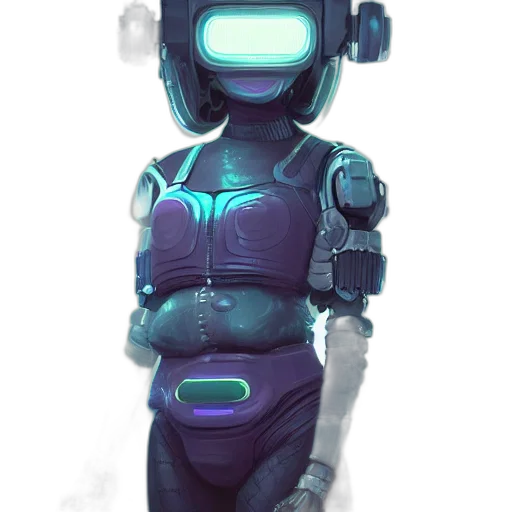 robot, cyberpunk, concept art, 3d render transparent PNG cut-out