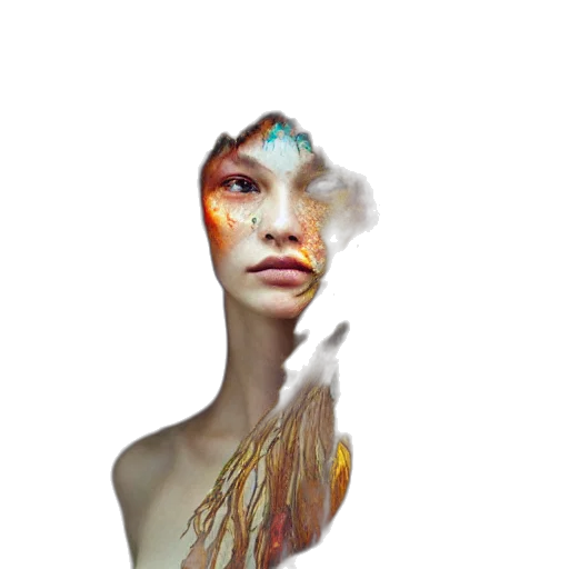 face, mask, crown, hair, photorealistic, fantasy art, 3d render, concept art transparent PNG cut-out