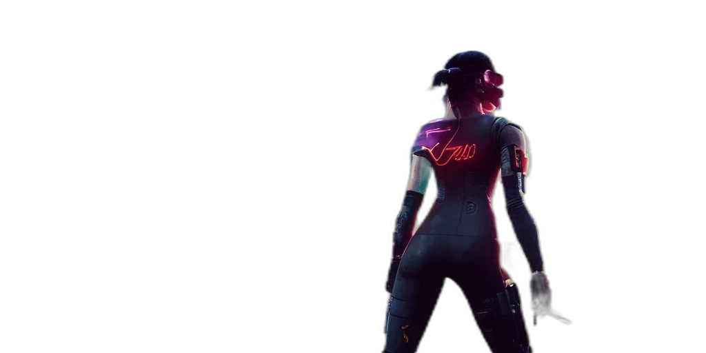 jacket, staff, cyberpunk, concept art, 3d render, pixel art, neon lights, outer space transparent PNG cut-out