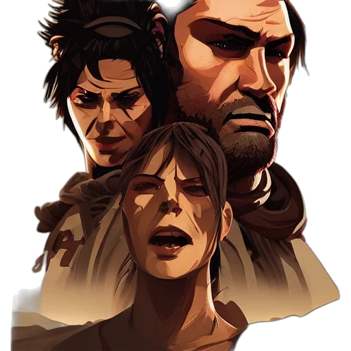 face, concept art, comic book art, pixel art transparent PNG cut-out