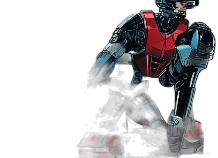 comic book art, concept art, red, robocop transparent PNG cut-out