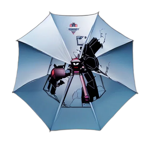 umbrella, jacket, staff, robot transparent PNG cut-out