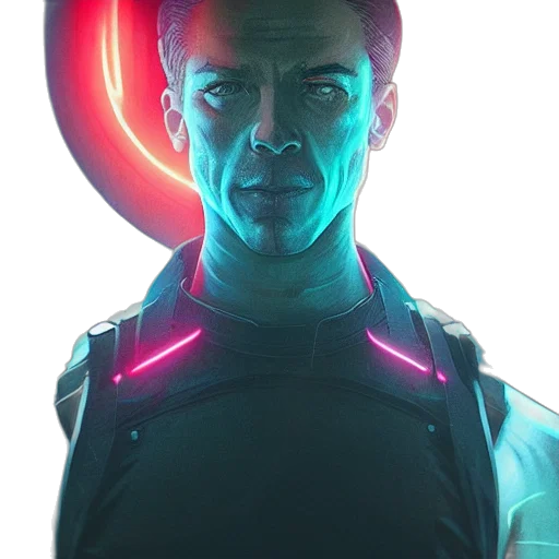 robot, face, jacket, staff transparent PNG cut-out