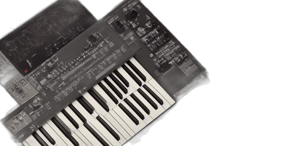 3d render, synthesizer, masterpiece, rendered transparent PNG cut-out
