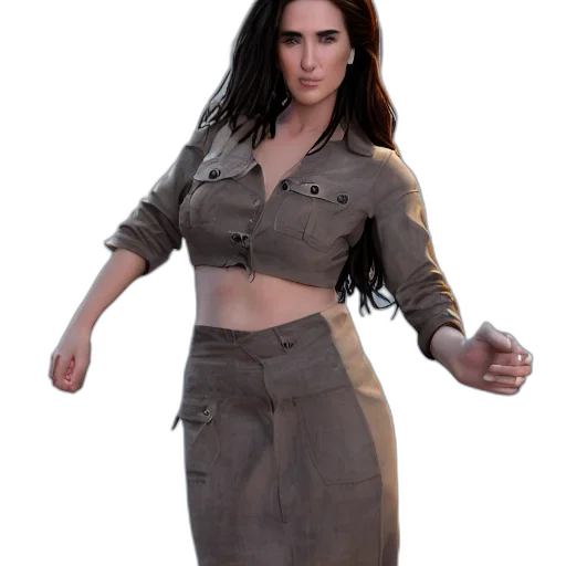 dress, jacket, staff, concept art transparent PNG cut-out