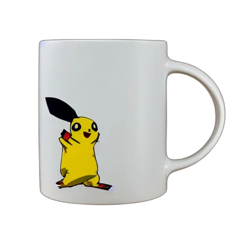 3d render, photorealistic, pikachu, mug, advertising, photography transparent PNG cut-out