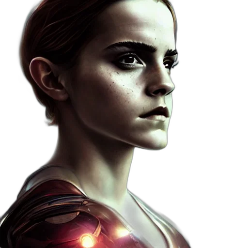 face, robot, comic book art, photorealistic, concept art, 3d render, emma, watson transparent PNG cut-out