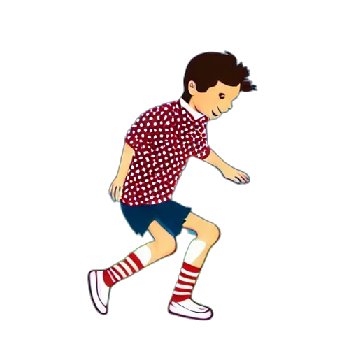 cartoon, pixel art, illustration, french, boy, paris, playing, football transparent PNG cut-out