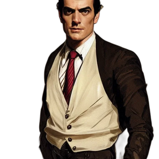 staff, jacket, face, comic book art, concept art, cartoon, fantasy art, earth tones transparent PNG cut-out
