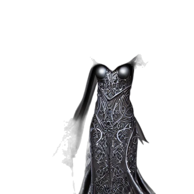 dress, jewelry, 3d render, concept art, fantasy art, pixel art, monochrome, dark transparent PNG cut-out