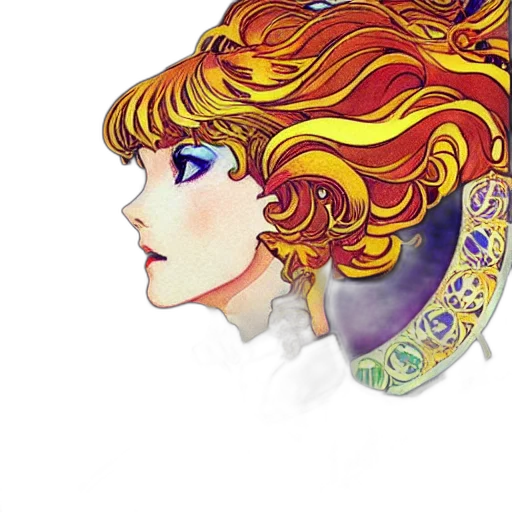 crown, face, mask, jewelry, anime, fantasy art, watercolor, comic book art transparent PNG cut-out