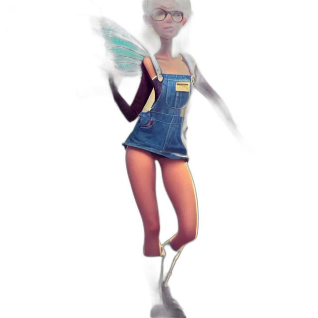 dress, robot, staff, creature, concept art, 3d render, fantasy art, cartoon transparent PNG cut-out