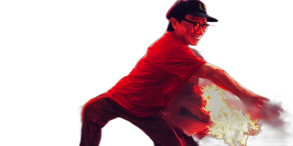 staff, concept art, comic book art, photorealistic, fantasy art, fire, red, character transparent PNG cut-out