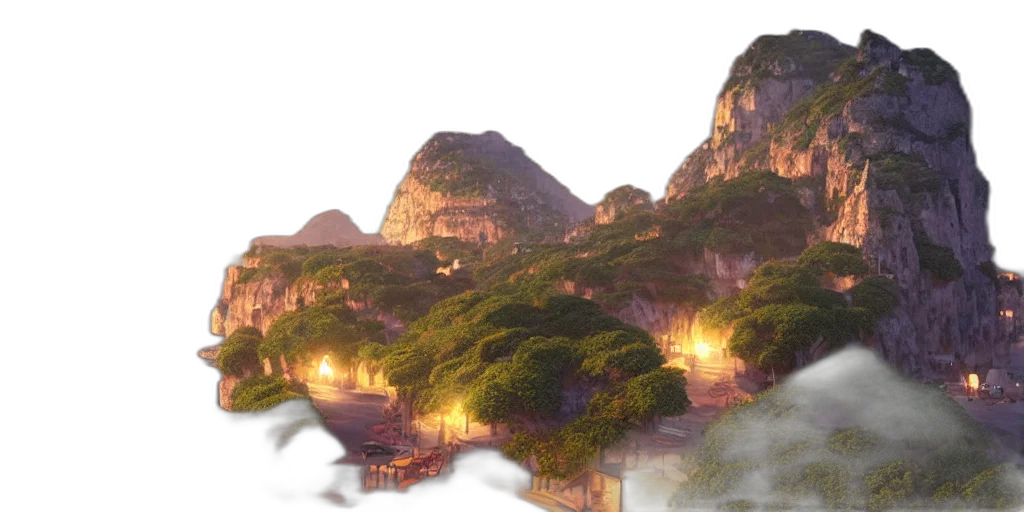 dragon, sword, concept art, fantasy art, 3d render, photorealistic, fog, sunset transparent PNG cut-out