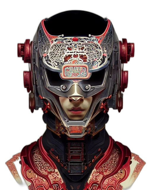robot, mask, face, crown, cyberpunk, concept art, photorealistic, 3d render transparent PNG cut-out