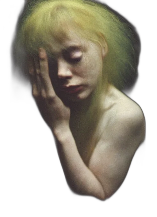 face, mask, hair, creature, photorealistic, oil painting, 3d render, concept art transparent PNG cut-out