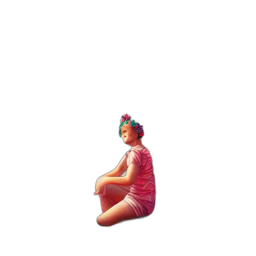 dress, crown, creature, jewelry, pixel art, 3d render, vaporwave, concept art transparent PNG cut-out