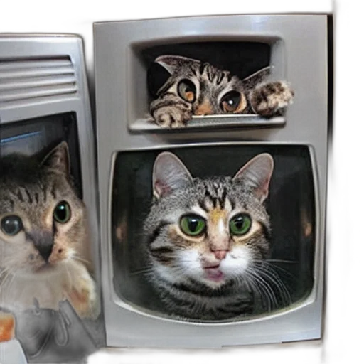 randomly, placed, cats, microwave transparent PNG cut-out