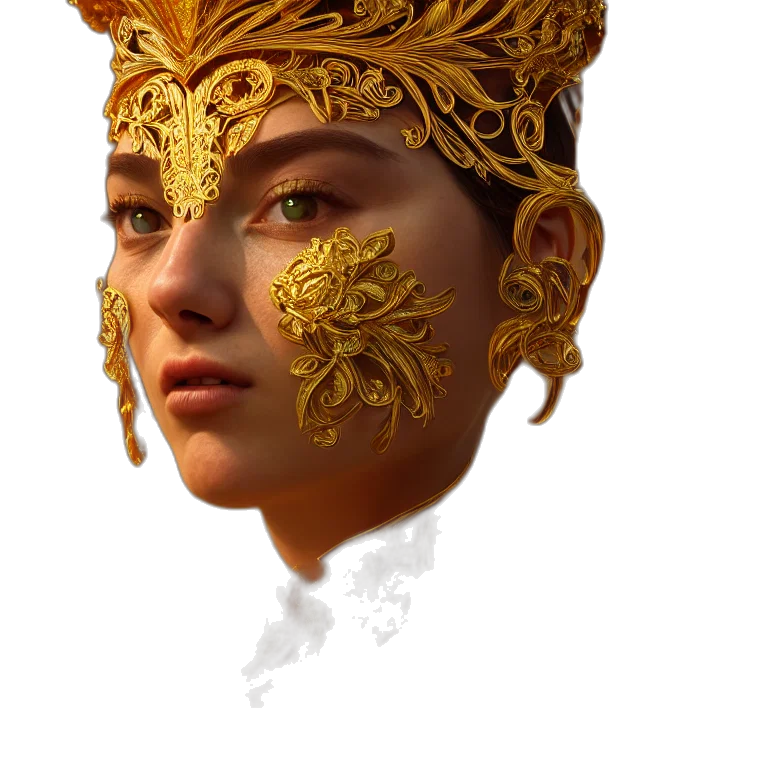 crown, mask, face, jewelry, fantasy art, concept art, photorealistic, 3d render transparent PNG cut-out
