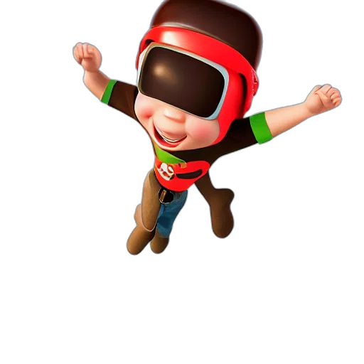 robot, 3d render, concept art, photorealistic, cartoon, boy, jetpack, flying transparent PNG cut-out