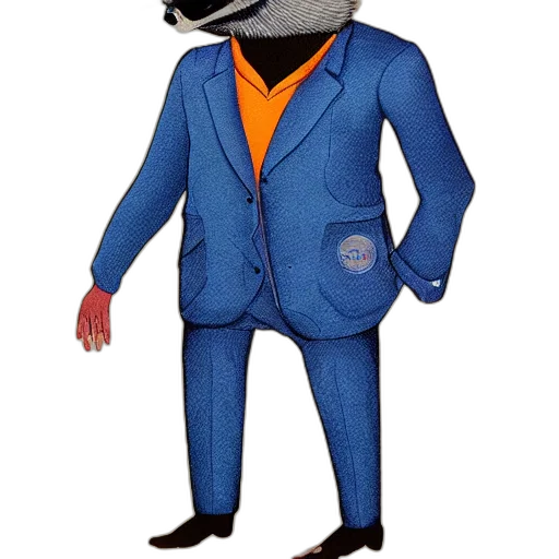 jacket, hat, staff, animal, cartoon, 3d render, concept art, pixel art transparent PNG cut-out