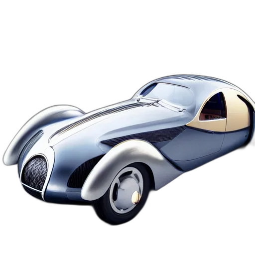 car, 3d render, concept art, cartoon, photorealistic, retro, futuristic, bugatti transparent PNG cut-out