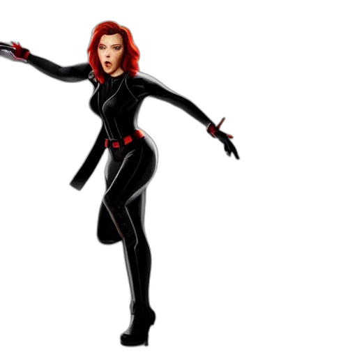 comic book art, concept art, pixel art, 3d render, scarlett, johansson, black, widow transparent PNG cut-out
