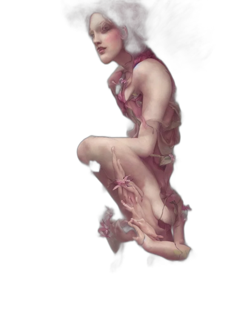 dress, creature, face, robot, concept art, fantasy art, 3d render, photorealistic transparent PNG cut-out