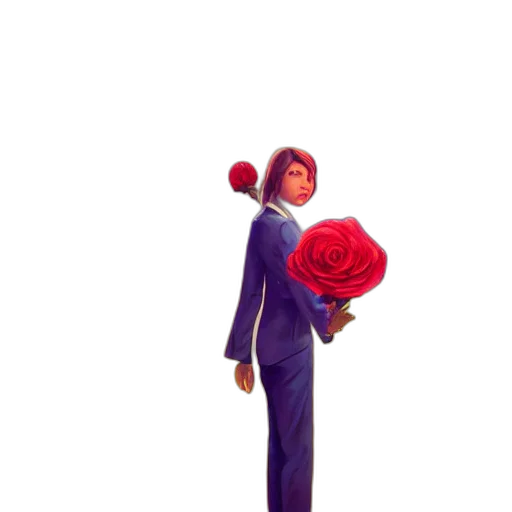flower, staff, dress, umbrella, concept art, 3d render, pixel art, cartoon transparent PNG cut-out