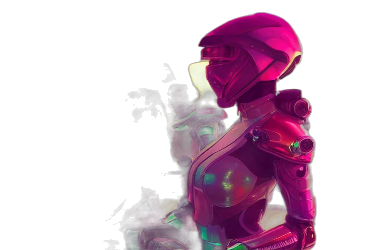 robot, concept art, cyberpunk, vaporwave transparent PNG cut-out