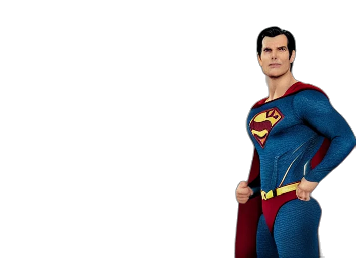 3d render, concept art, comic book art, photorealistic, film, still, superman, skinny transparent PNG cut-out