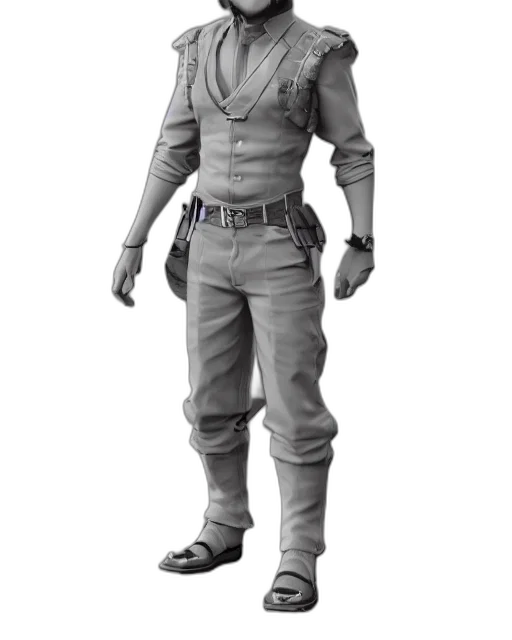 jacket, staff, concept art, 3d render transparent PNG cut-out