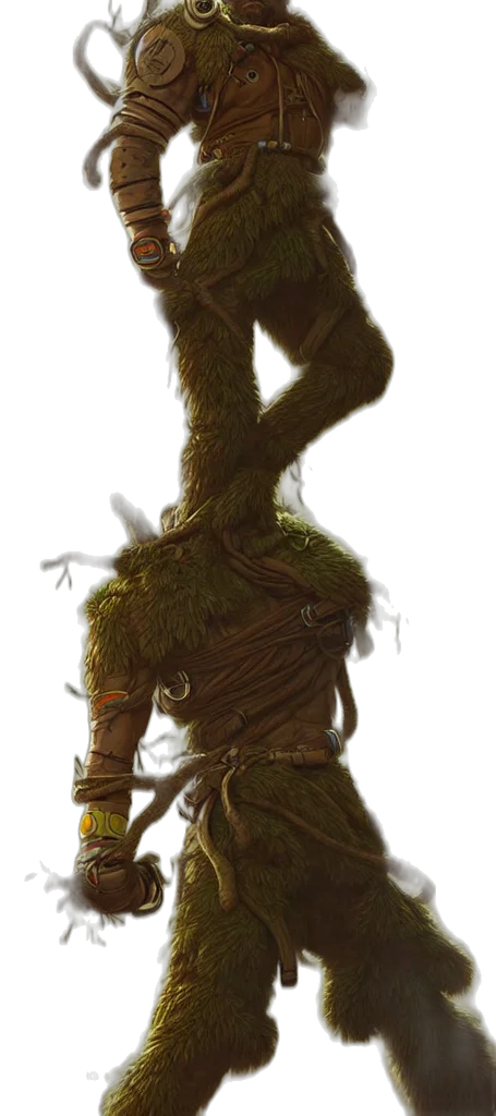 tree, creature, staff, hair transparent PNG cut-out