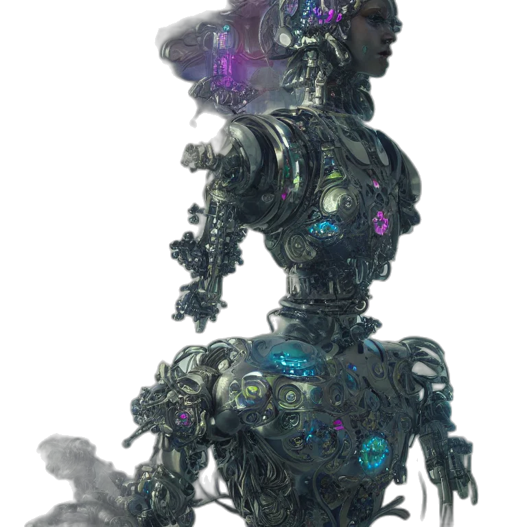 robot, creature, weapon, staff transparent PNG cut-out