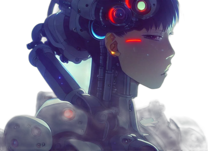 robot, face, weapon, creature, cyberpunk, concept art, anime, comic book art transparent PNG cut-out