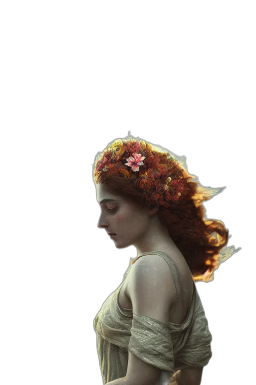 crown, hat, dress, flower, fantasy art, photorealistic, concept art, oil painting transparent PNG cut-out