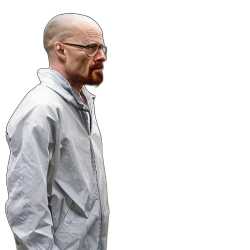 jacket, staff, face, concept art, cyberpunk, photorealistic, 3d render, walter transparent PNG cut-out