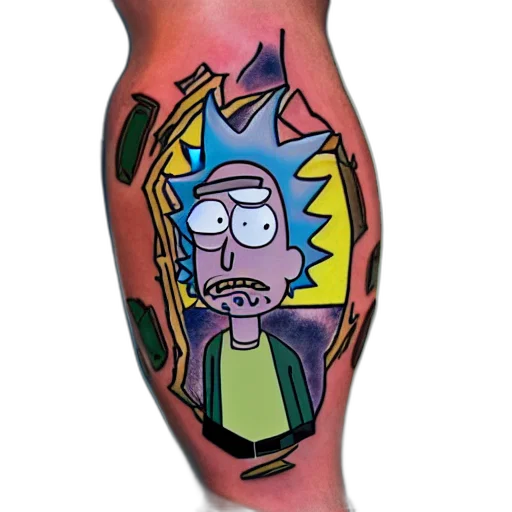 cartoon, rick, morty, full, body, tattoo, artists, portfolio transparent PNG cut-out