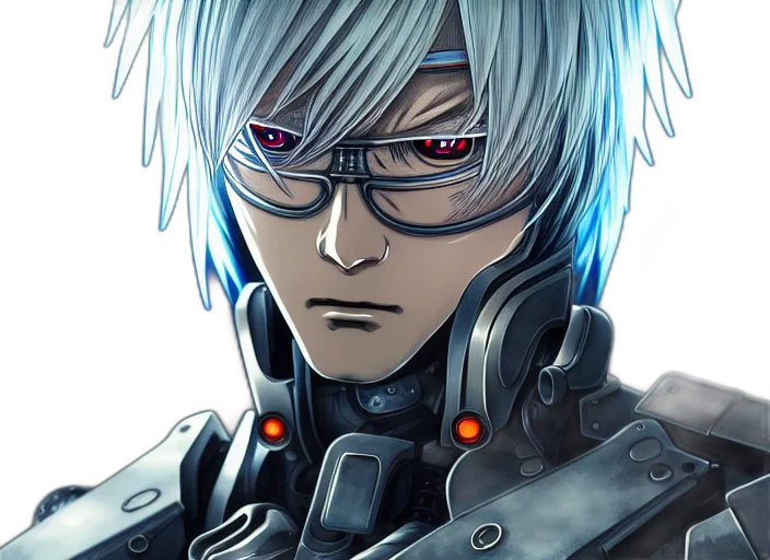 robot, face, anime, comic book art, cyberpunk, concept art, portrait, cyborg transparent PNG cut-out