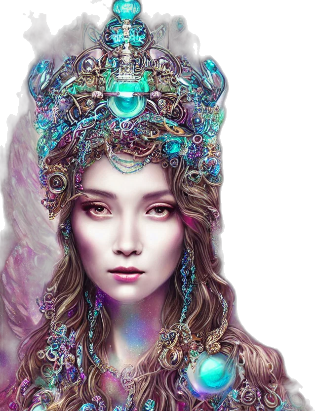 crown, jewelry, face, fantasy art, photorealistic, concept art, oil painting, pastel transparent PNG cut-out