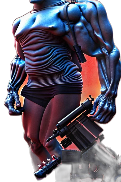 robot, weapon, creature, animal, cyberpunk, concept art, 3d render, comic book art transparent PNG cut-out