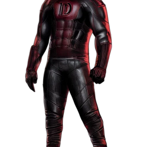 mask, jacket, 3d render, comic book art, concept art, photorealistic, red, daredevil transparent PNG cut-out