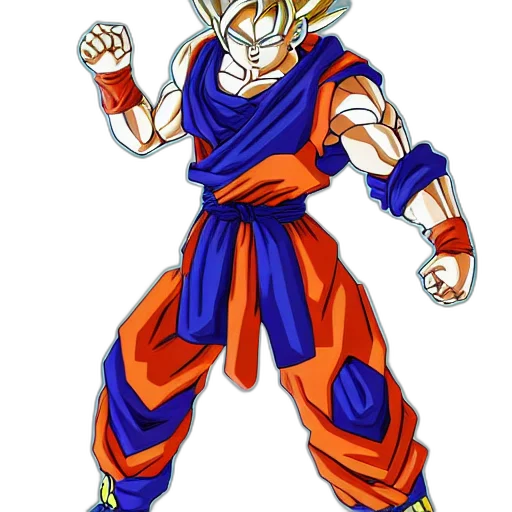 staff, concept art, cartoon, comic book art, anime, colorful, goku, master transparent PNG cut-out