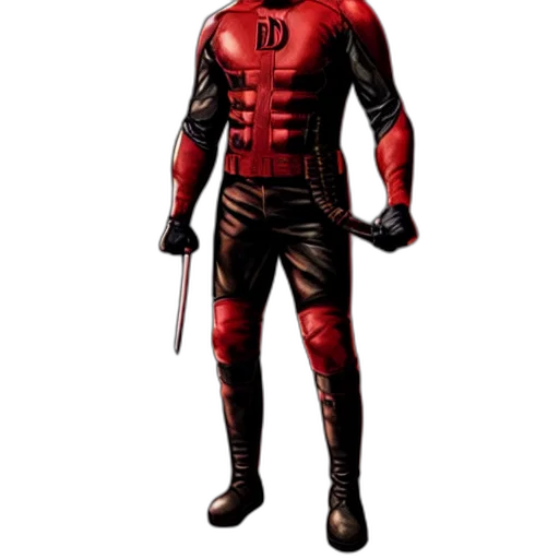 comic book art, concept art, 3d render, pixel art, red, daredevil, leather, suit transparent PNG cut-out