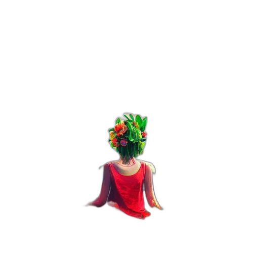 crown, dress, flower, hat, pixel art, 3d render, concept art, vaporwave transparent PNG cut-out